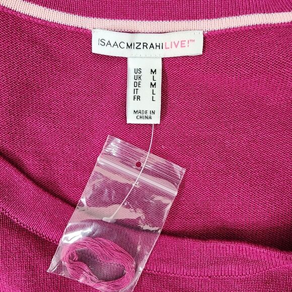 Isaac Mizrahi Live Womens Sweater Flutter M Sleeve Pullover Scoop Neck Knit Pink - Picture 7 of 9
